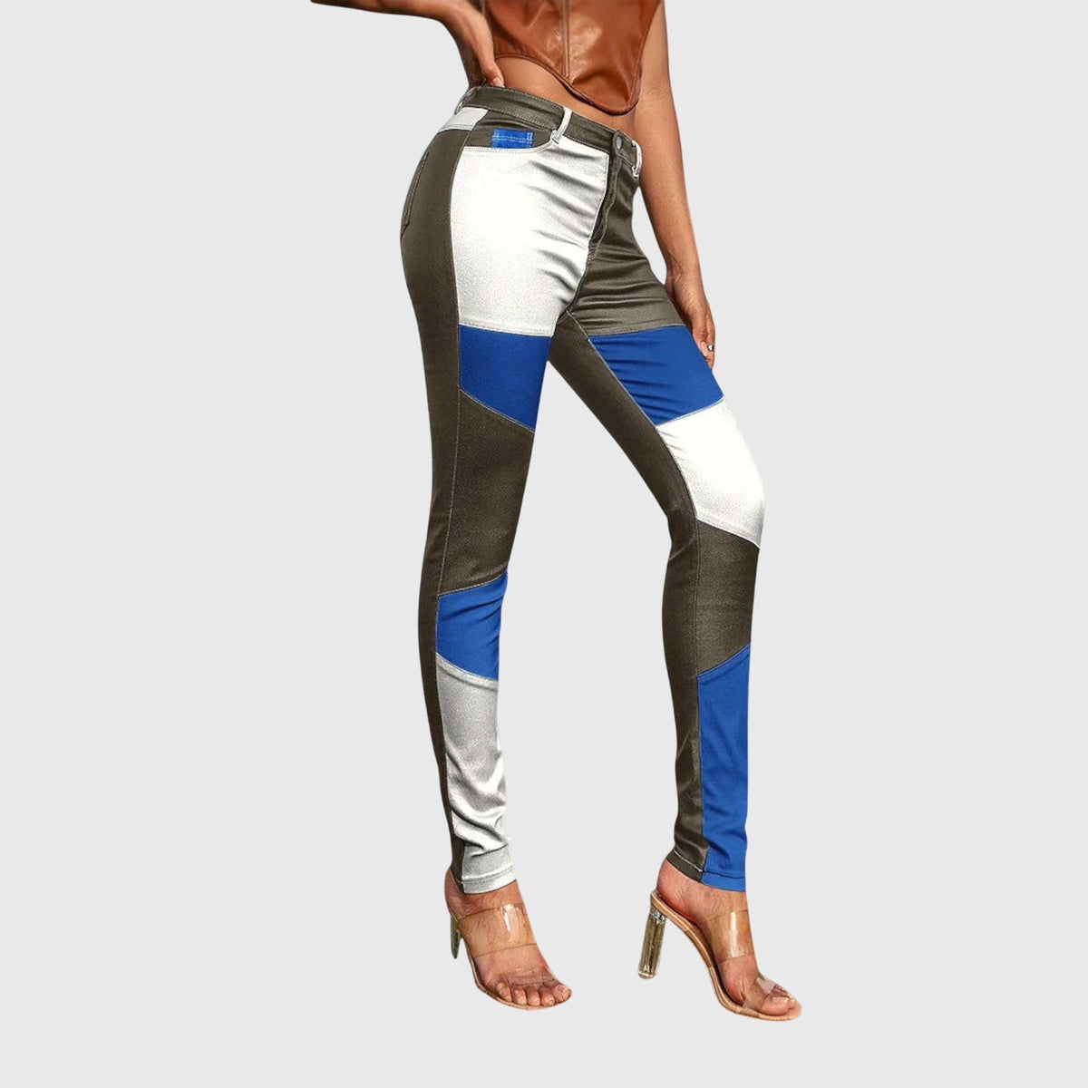 Calliope - Tube Pants with Color Block Pattern