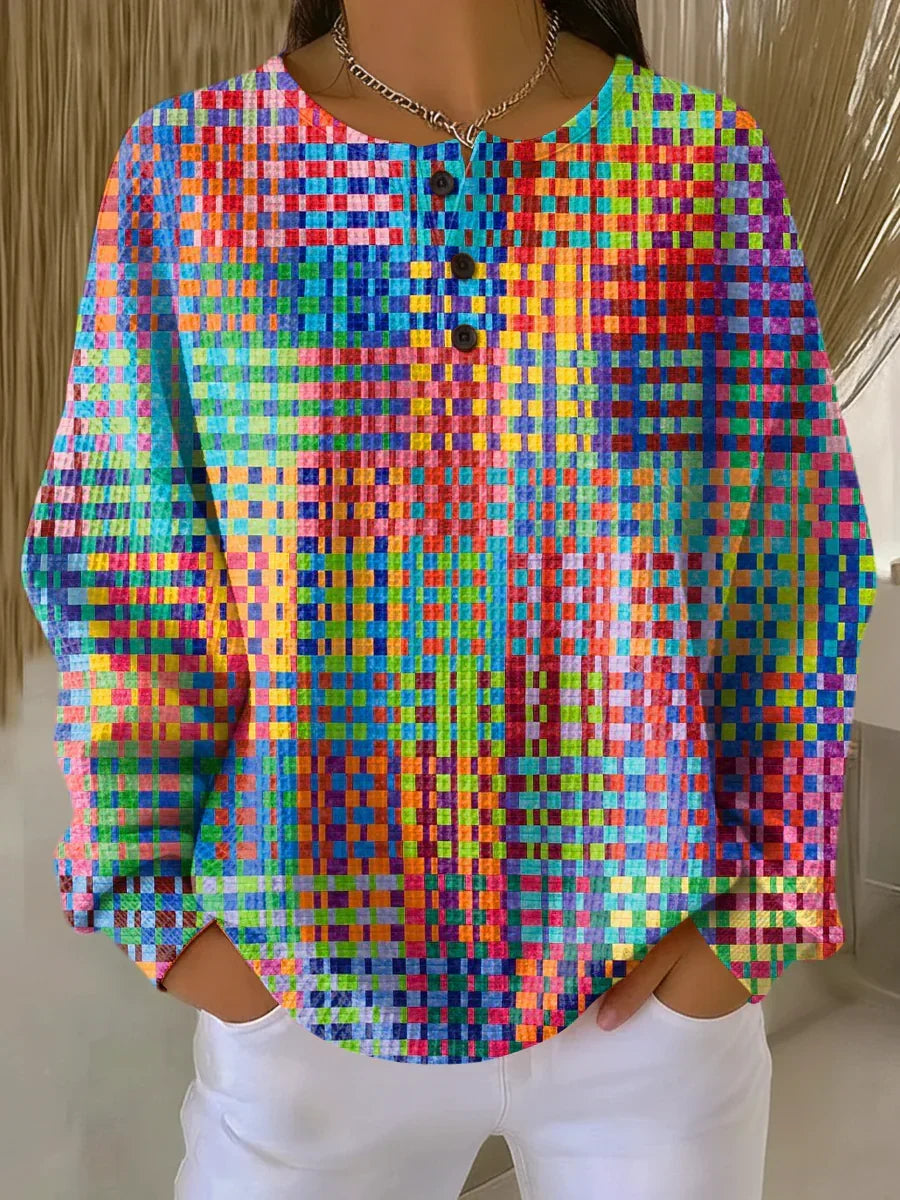 Rosa | Sweater with Colorful Checkered Design
