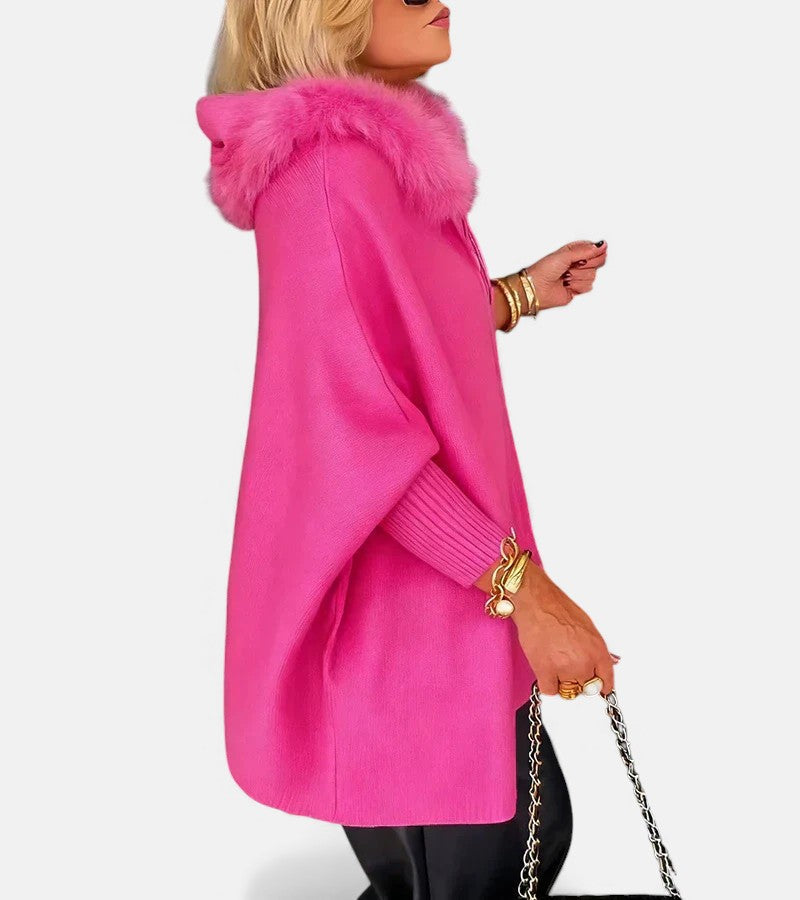 Minerva – Casual Hooded Coat with Fur Collar
