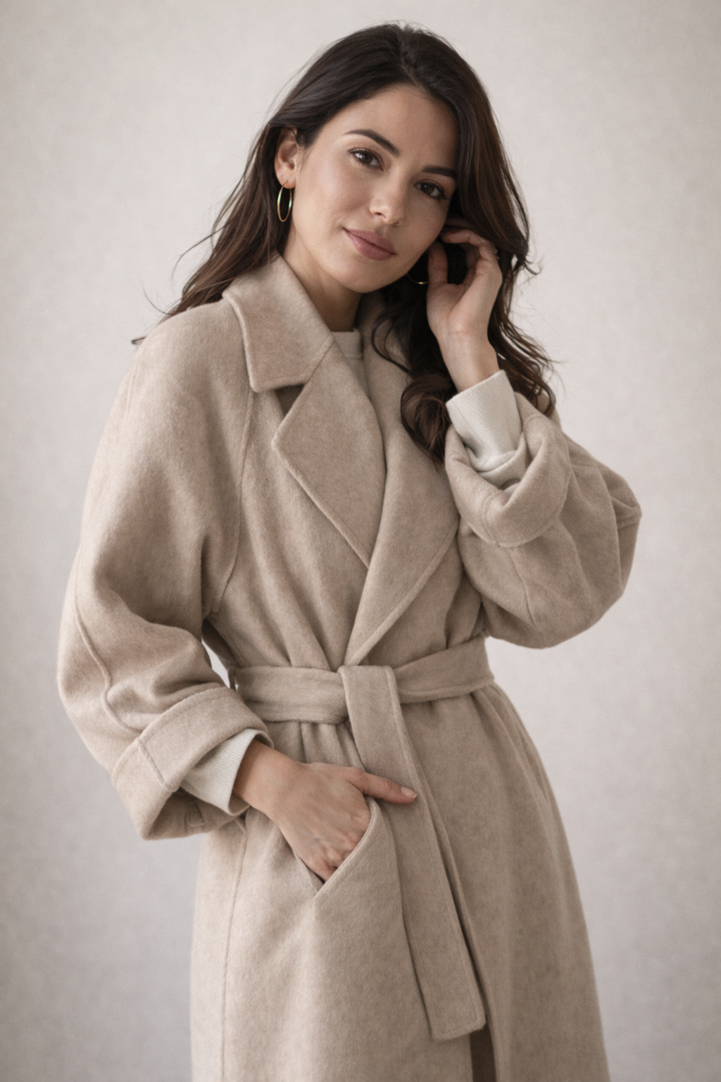 Caith – Elegant Belted Long Coat