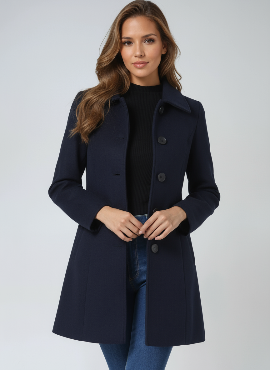 Rosalie – Fit and Flare Button-Front Coat