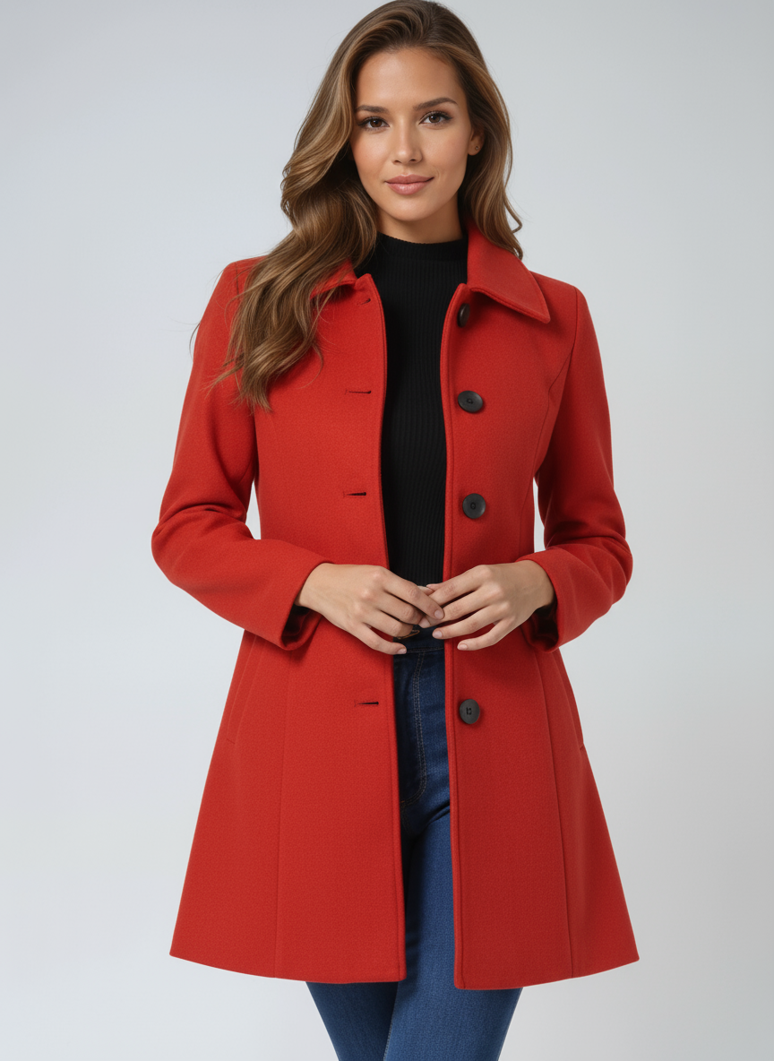 Rosalie – Fit and Flare Button-Front Coat