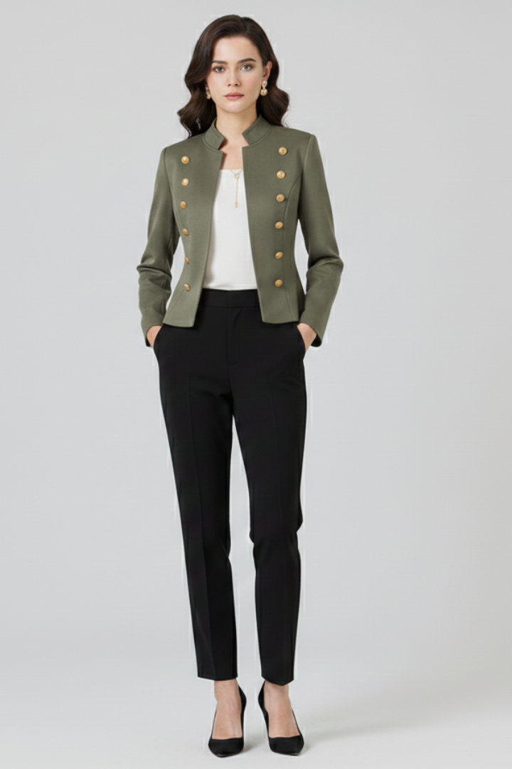 Women’s Blazer with Stand Collar and Button Detailing