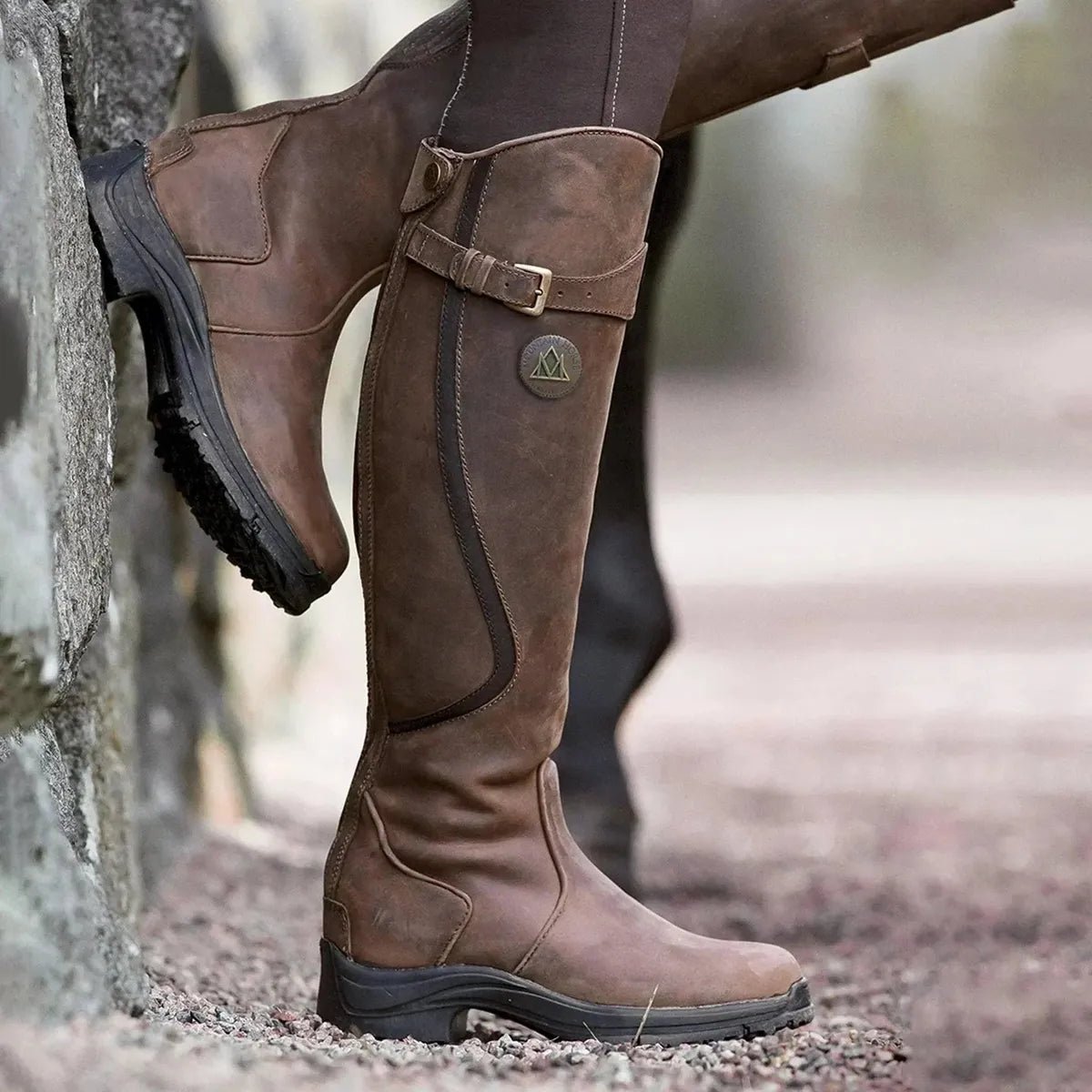 Women's Winter Waterproof Leather Riding Boots