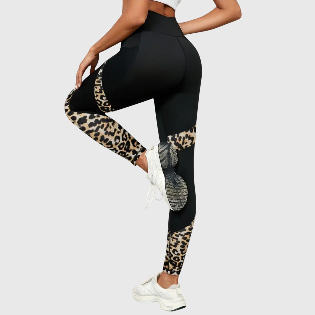 High-Waisted Leopard Print Training Pants