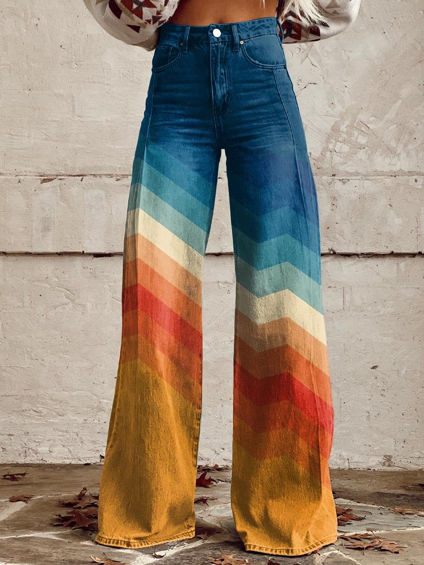 Jodie | Sunset Chevron Wide-Leg Pants